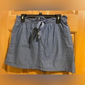 J. Crew Blue Smocked Bubble Mini Skirt